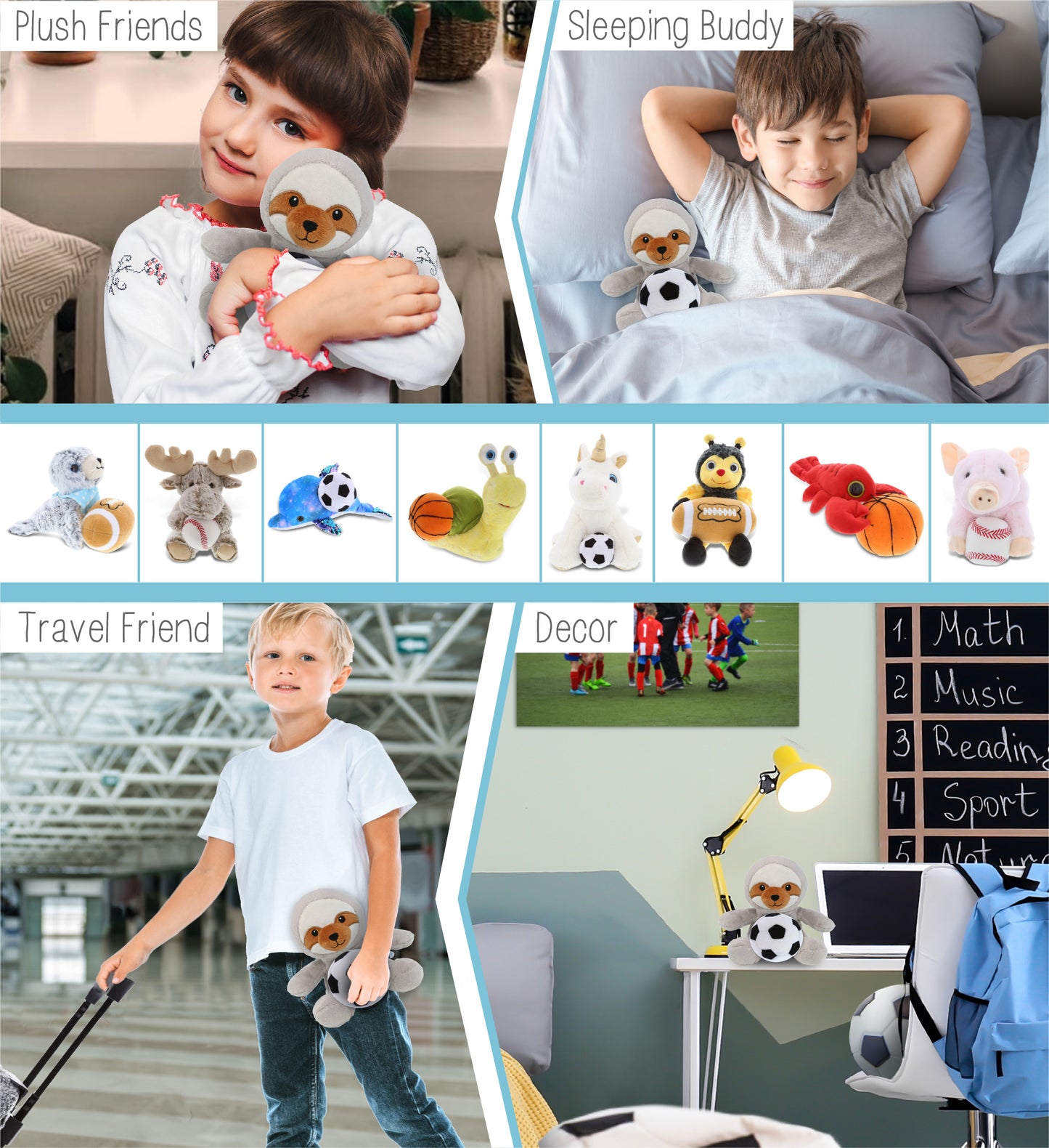 6" PLUSH - SLOTH WITH SOCCER PLUSH