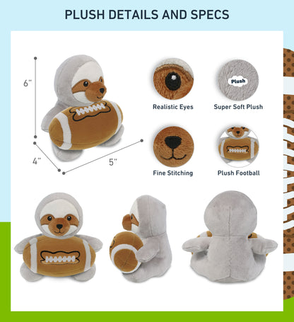 6" PLUSH - SLOTH WITH FOOTBALL PLUSH