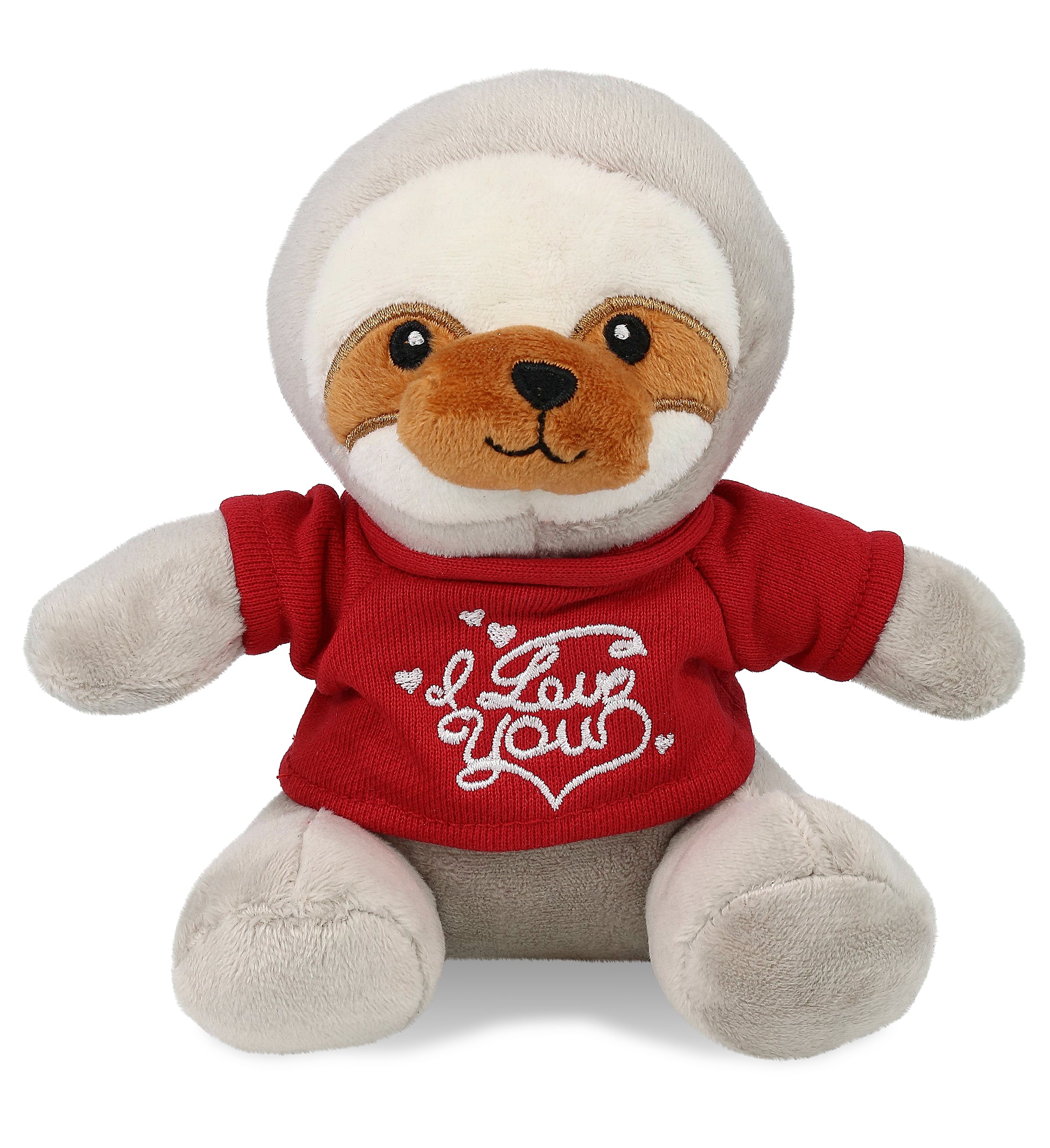 PLUSH I LOVE YOU RED SHIRT- 6" PLUSH - SLOTH