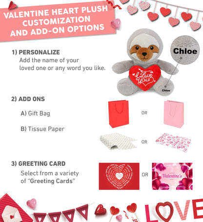 PLUSH I LOVE YOU RED HEART - 6" PLUSH - SLOTH