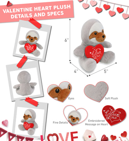 PLUSH I LOVE YOU RED HEART - 6" PLUSH - SLOTH