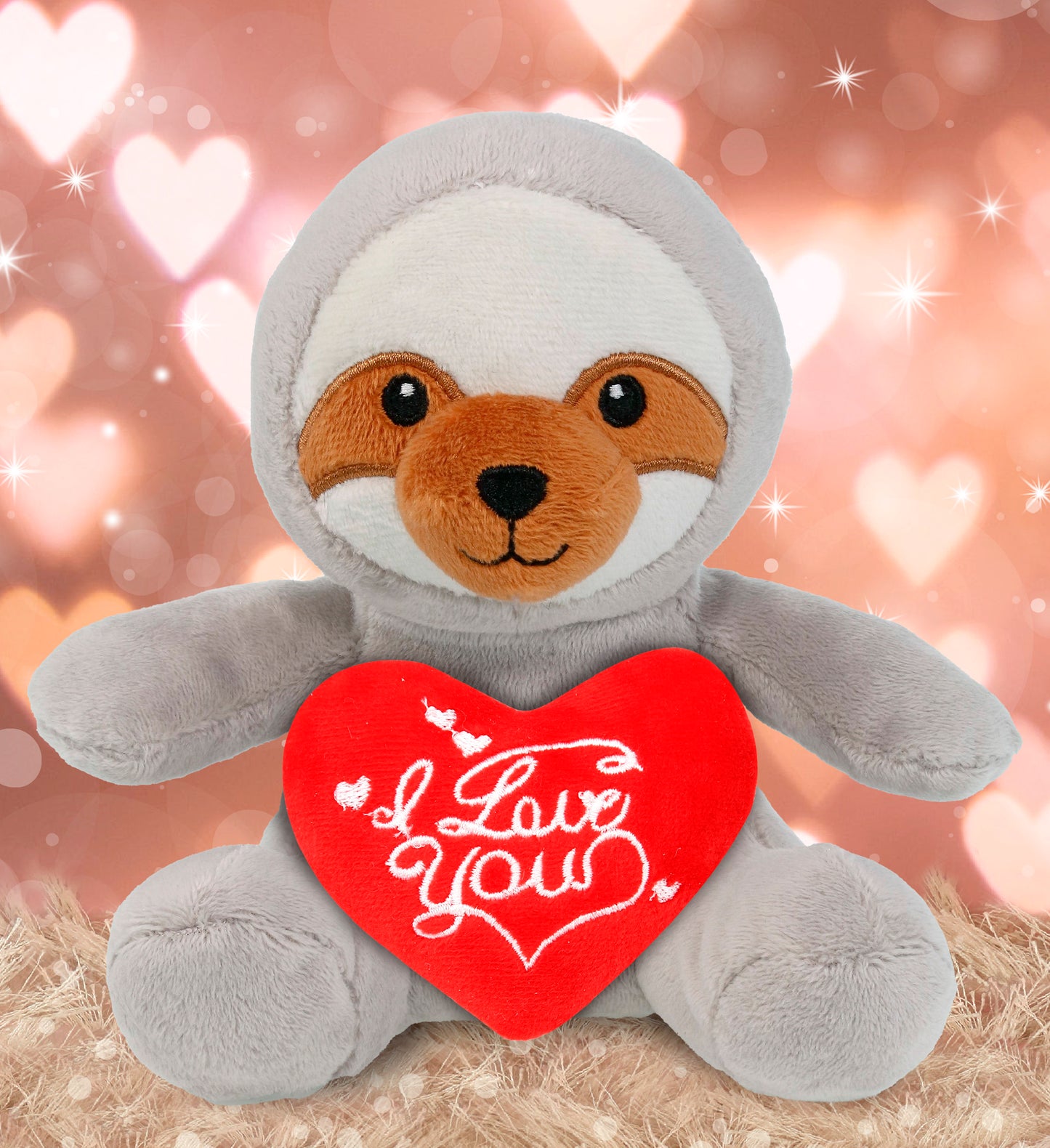 PLUSH I LOVE YOU RED HEART - 6" PLUSH - SLOTH