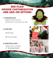 6" PLUSH - GATOR WITH RED PLAID HOODIE