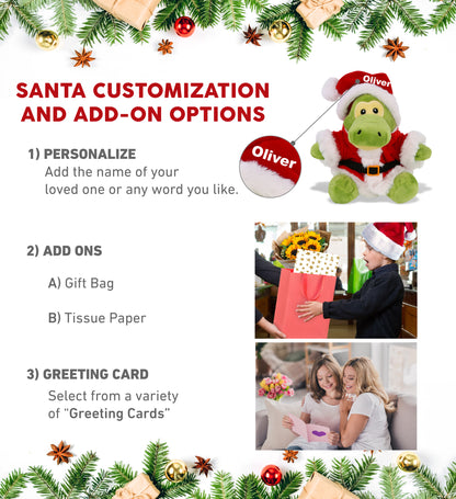 6" PLUSH - GATOR WITH SANTA DRESS UP