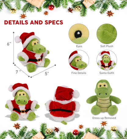 6" PLUSH - GATOR WITH SANTA DRESS UP
