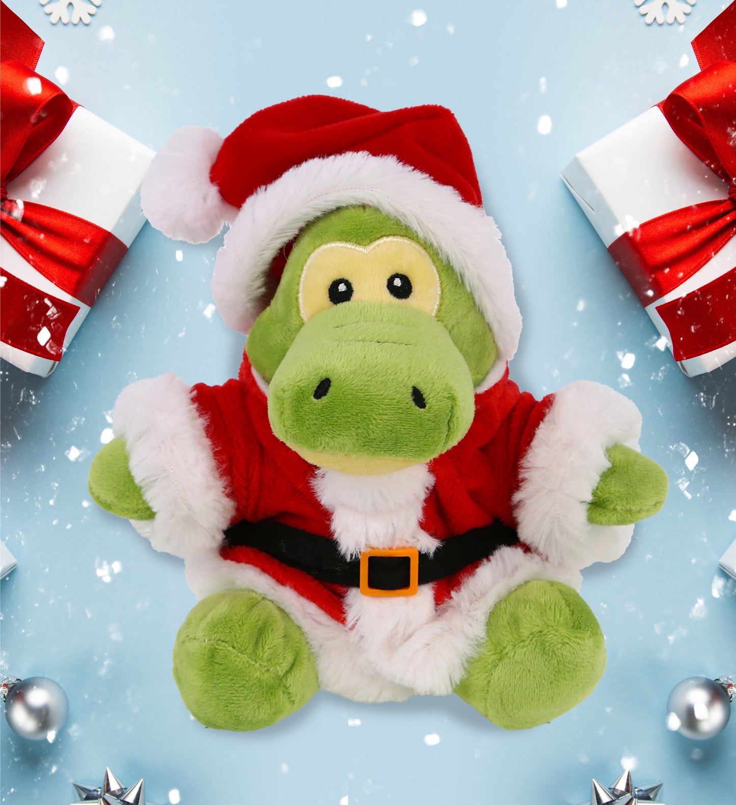 6" PLUSH - GATOR WITH SANTA DRESS UP