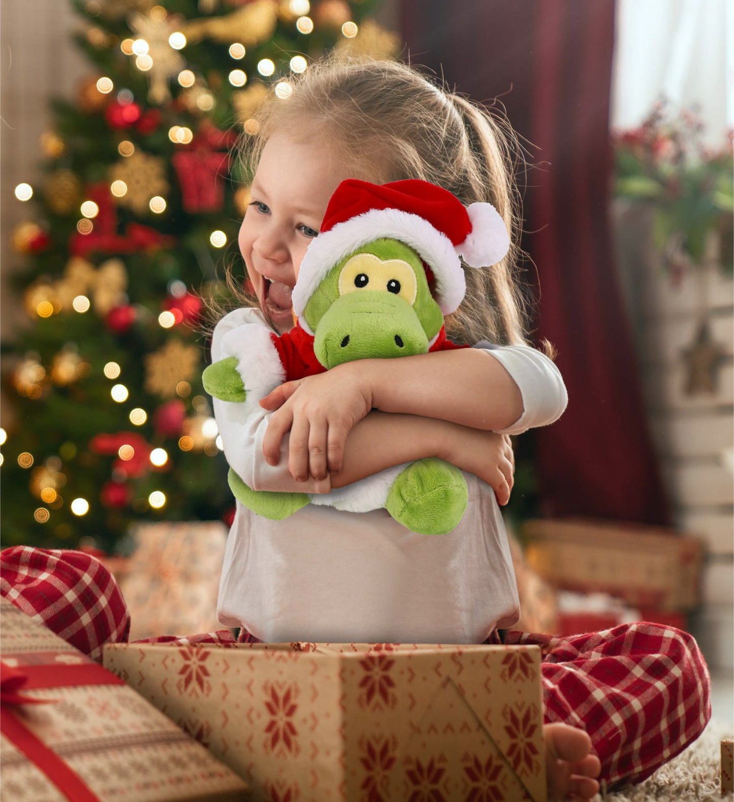 6" PLUSH - GATOR WITH SANTA DRESS UP