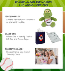 DolliBu Soft Huggable Gator Stuffed Animal with Baseball Plush Toy - 6 Inches