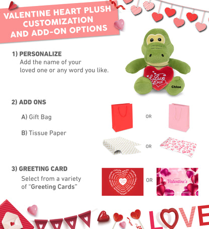PLUSH I LOVE YOU RED HEART - 6" PLUSH - GATOR