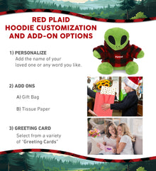 6" PLUSH - SPACE ALIEN WITH RED PLAID HOODIE
