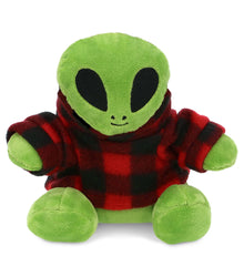 6" PLUSH - SPACE ALIEN WITH RED PLAID HOODIE