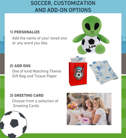 6" PLUSH - SPACE ALIEN WITH SOCCER PLUSH