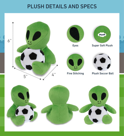 6" PLUSH - SPACE ALIEN WITH SOCCER PLUSH