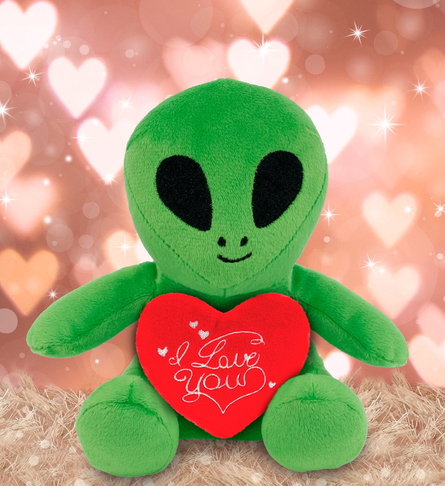 PLUSH I LOVE YOU RED HEART - 6" PLUSH - SPACE ALIEN