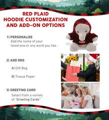 6" PLUSH - ELEPHANT WITH RED PLAID HOODIE