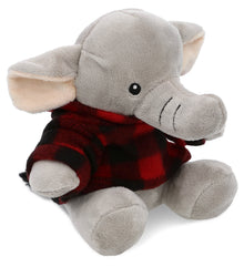 6" PLUSH - ELEPHANT WITH RED PLAID HOODIE