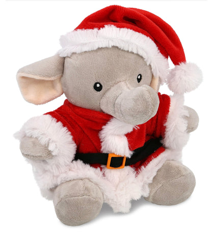 6" PLUSH - ELEPHANT WITH SANTA DRESS UP