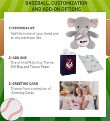 DolliBu Soft Huggable Elephant Stuffed Animal with Baseball Plush - 6 Inches