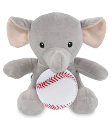 DolliBu Soft Huggable Elephant Stuffed Animal with Baseball Plush - 6 Inches