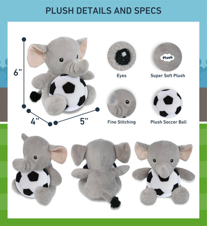 6" PLUSH - ELEPHANT WITH SOCCER PLUSH