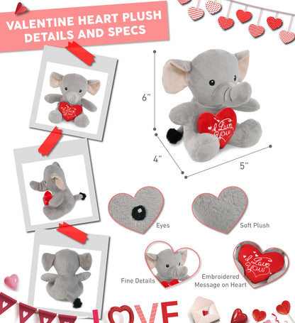 PLUSH I LOVE YOU RED HEART - 6" PLUSH - ELEPHANT