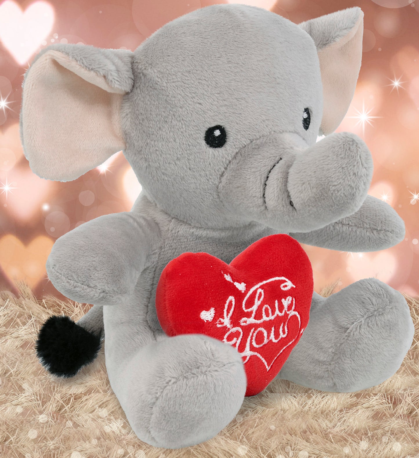PLUSH I LOVE YOU RED HEART - 6" PLUSH - ELEPHANT