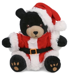 6" PLUSH - BLACK BEAR WITH SANTA DRESS UP
