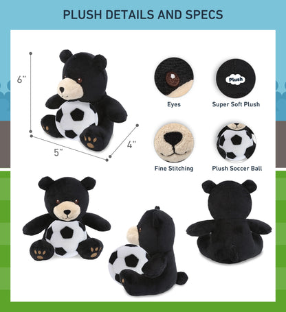 6" PLUSH - BLACK BEAR WITH SOCCER PLUSH