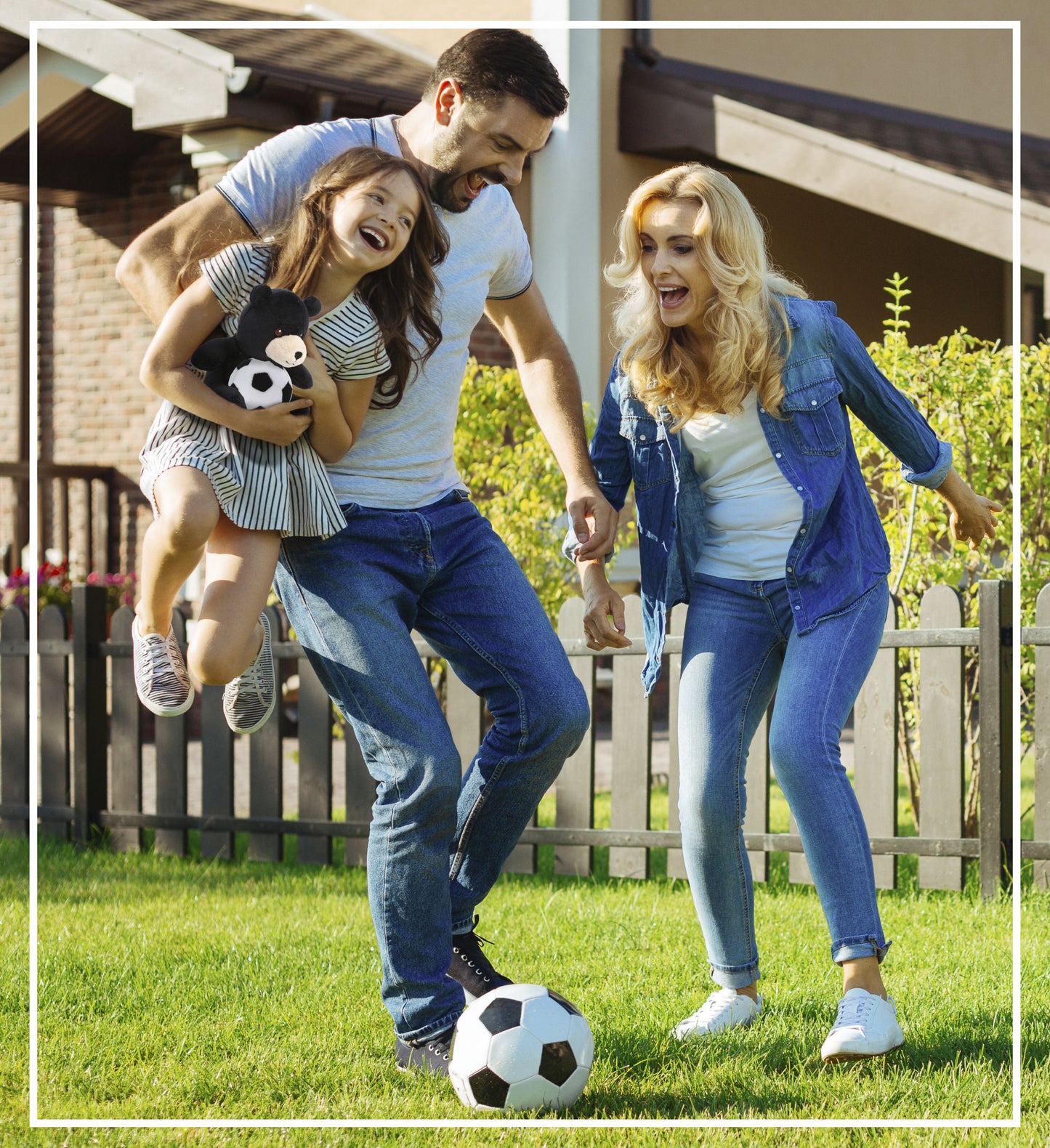 6" PLUSH - BLACK BEAR WITH SOCCER PLUSH
