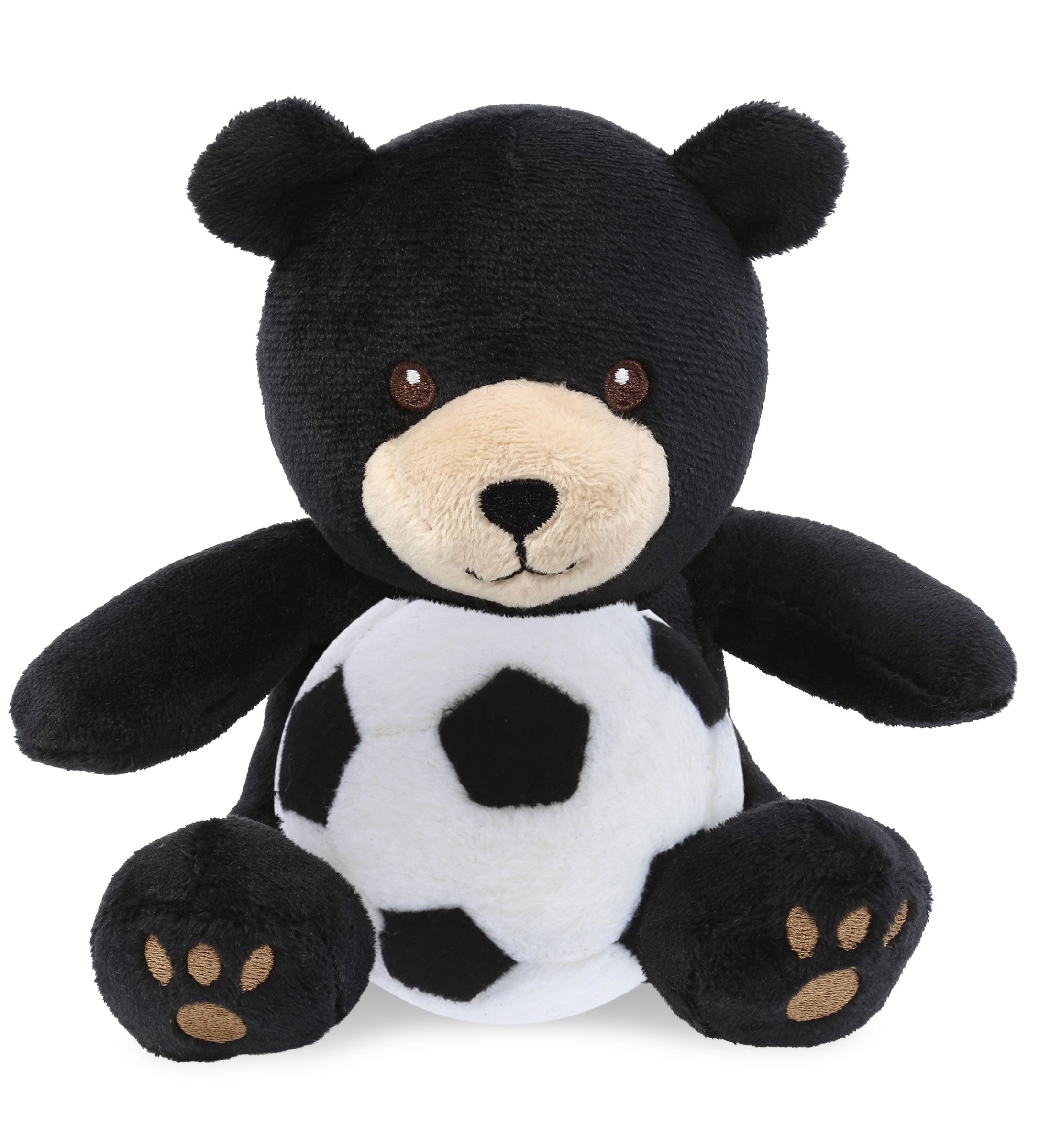6" PLUSH - BLACK BEAR WITH SOCCER PLUSH