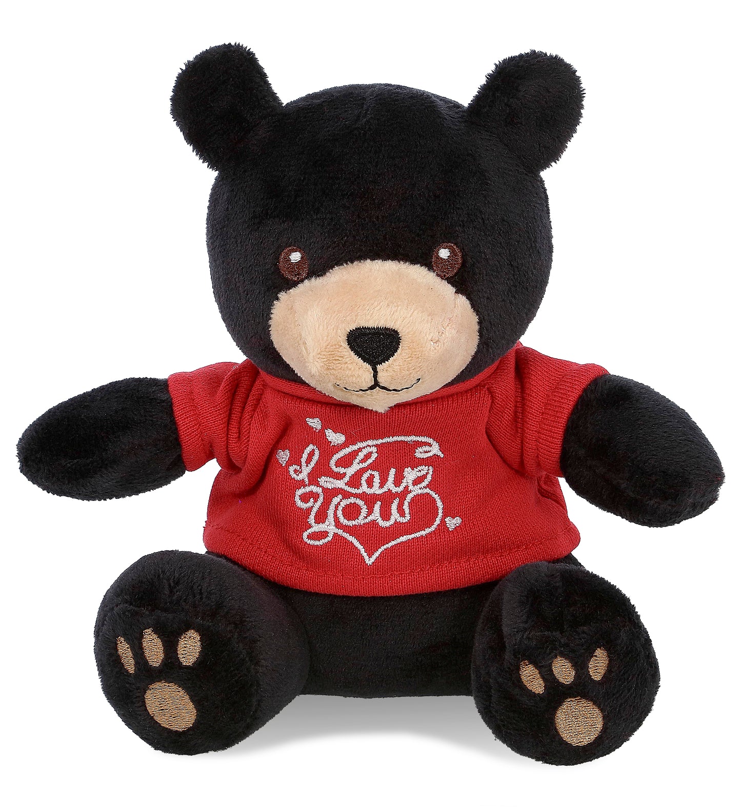 PLUSH I LOVE YOU RED SHIRT- 6" PLUSH - BLACK BEAR