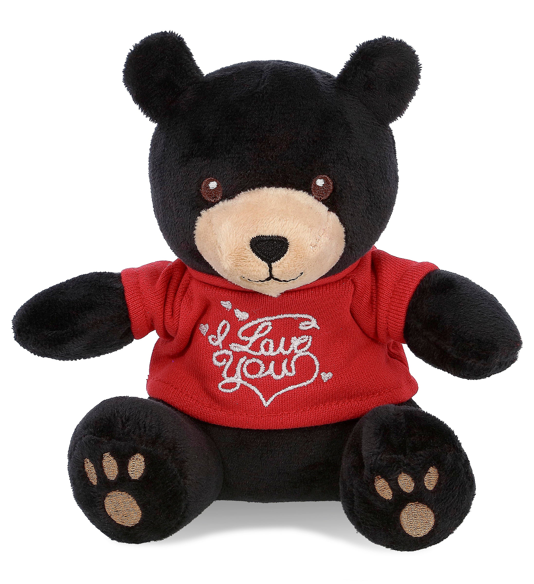 PLUSH I LOVE YOU RED SHIRT- 6" PLUSH - BLACK BEAR