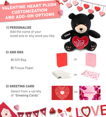 PLUSH I LOVE YOU RED HEART - 6" PLUSH - BLACK BEAR