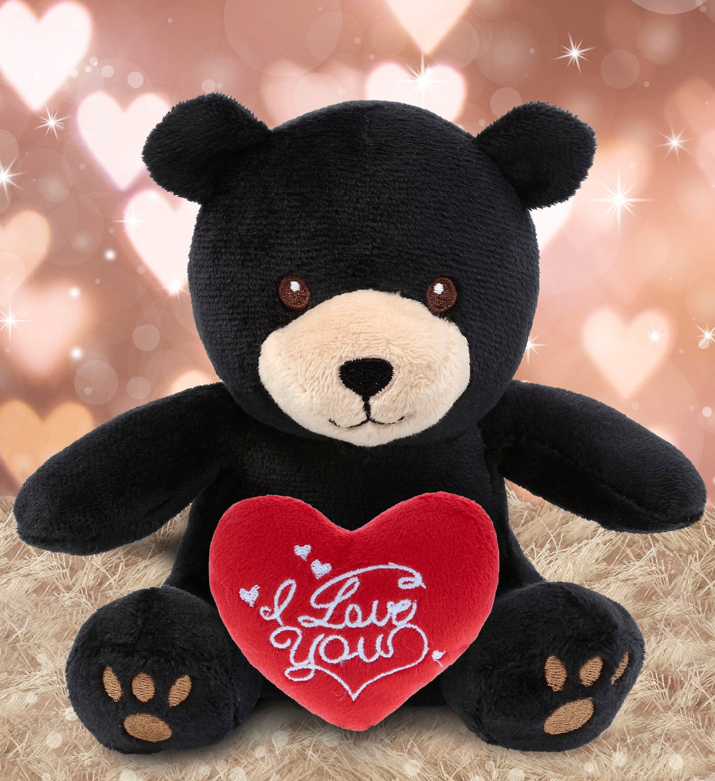 PLUSH I LOVE YOU RED HEART - 6" PLUSH - BLACK BEAR