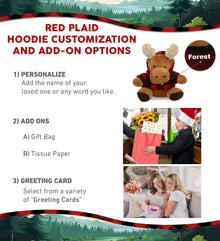 6" PLUSH - MOOSE WITH RED PLAID HOODIE