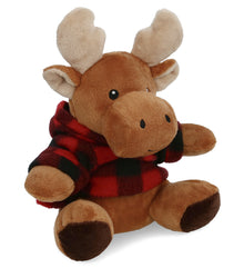 6" PLUSH - MOOSE WITH RED PLAID HOODIE