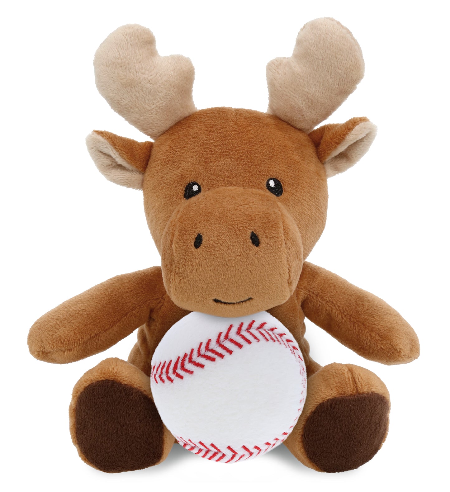 DolliBu Soft Huggable Moose Stuffed Animal with Baseball Plush Toy - 6 Inches