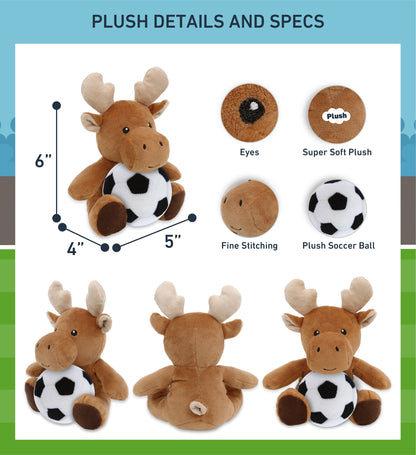 6" PLUSH - MOOSE WITH SOCCER PLUSH
