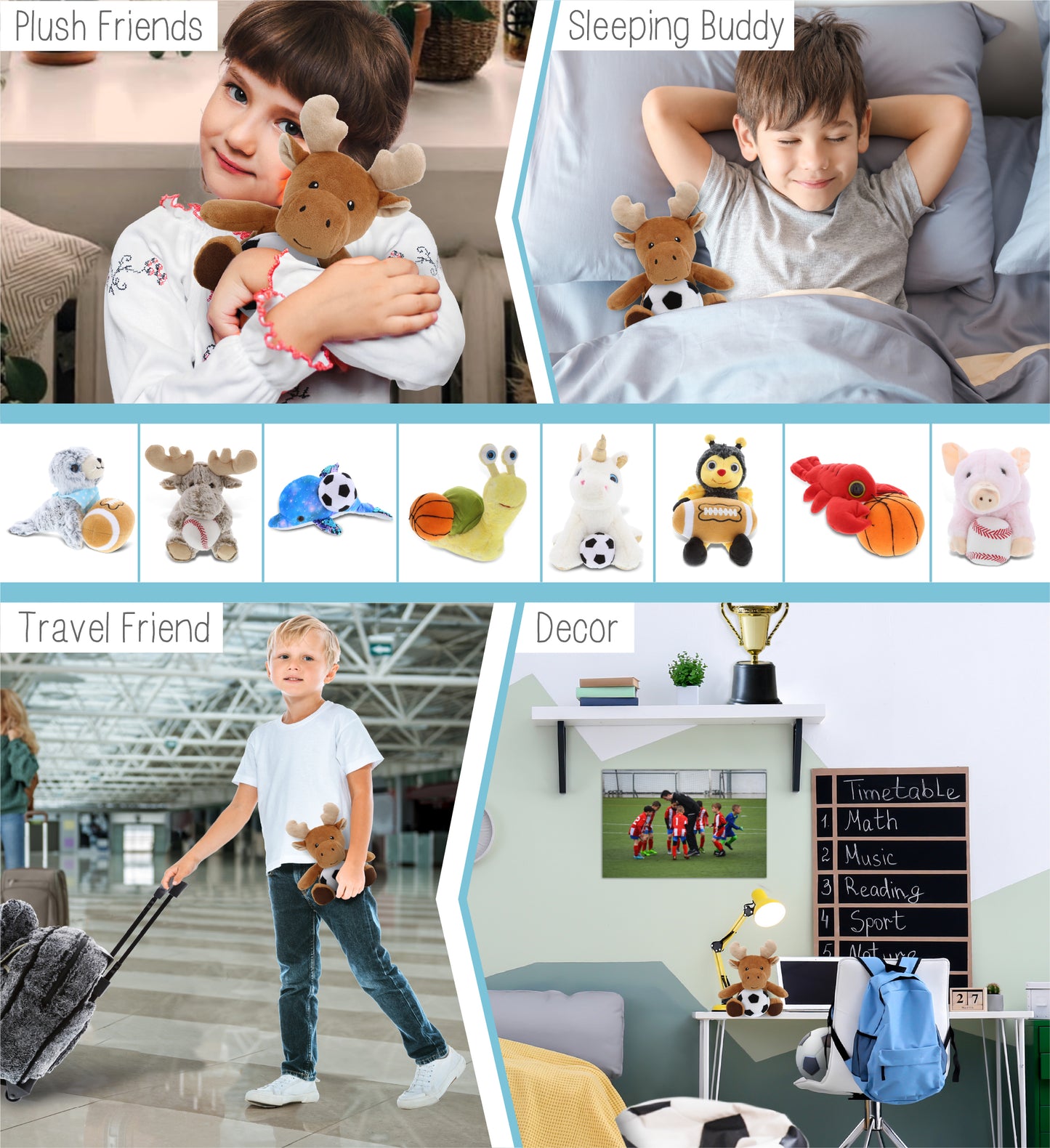 6" PLUSH - MOOSE WITH SOCCER PLUSH