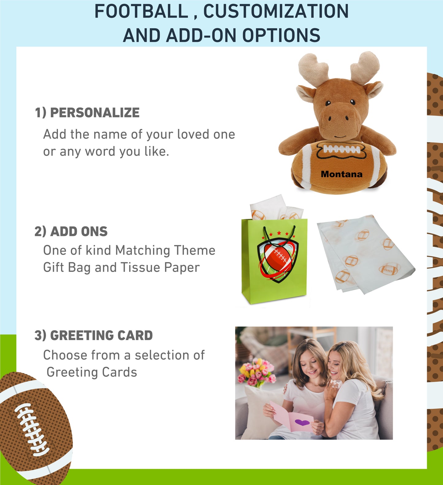6" PLUSH - MOOSE WITH FOOTBALL PLUSH