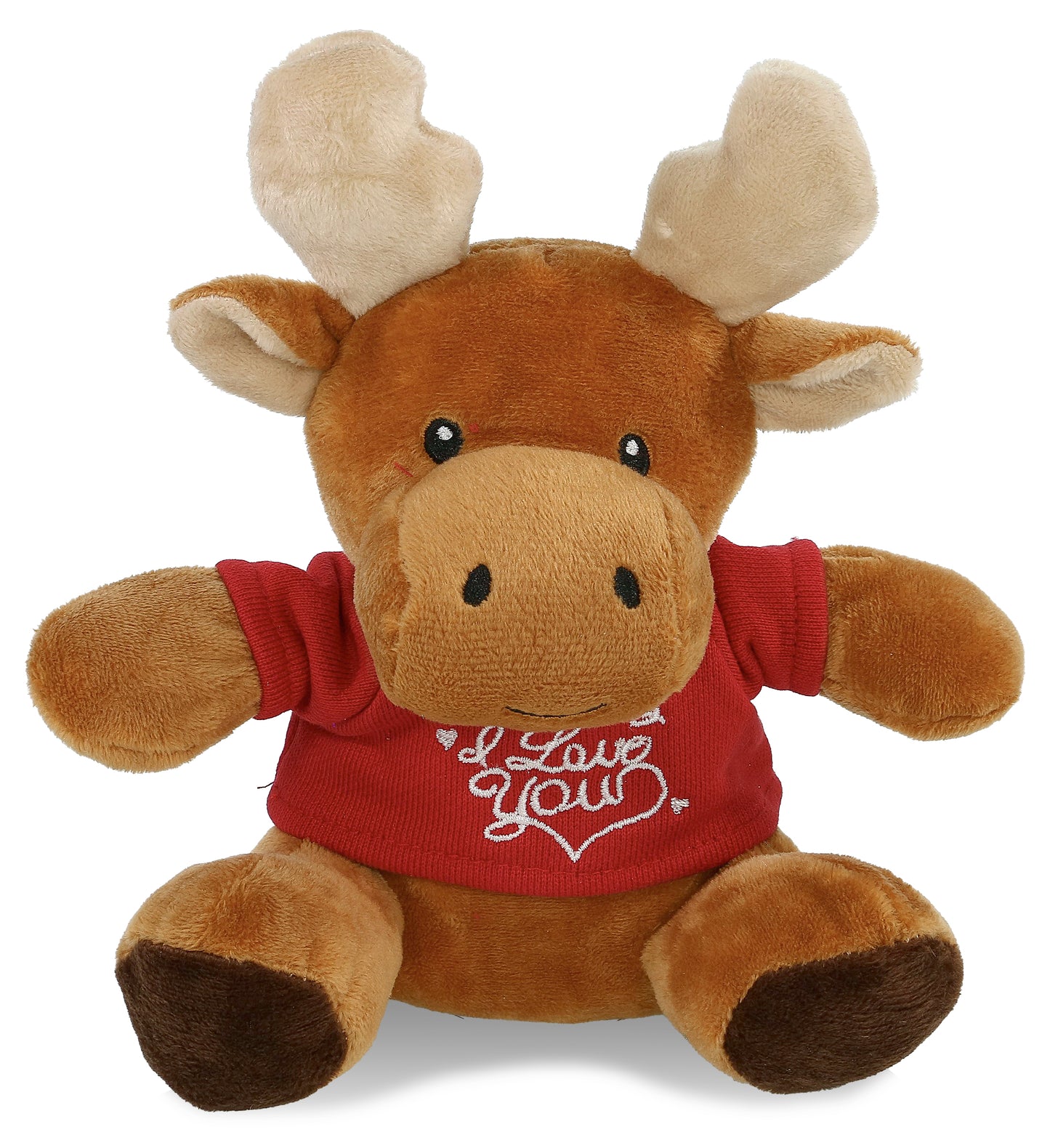 PLUSH I LOVE YOU RED SHIRT- 6" PLUSH - MOOSE
