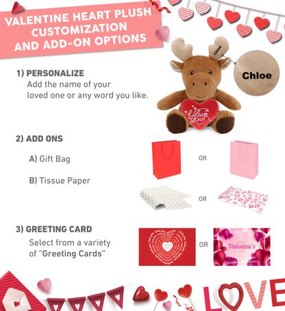 PLUSH I LOVE YOU RED HEART - 6" PLUSH - MOOSE