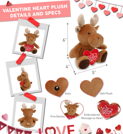 PLUSH I LOVE YOU RED HEART - 6" PLUSH - MOOSE
