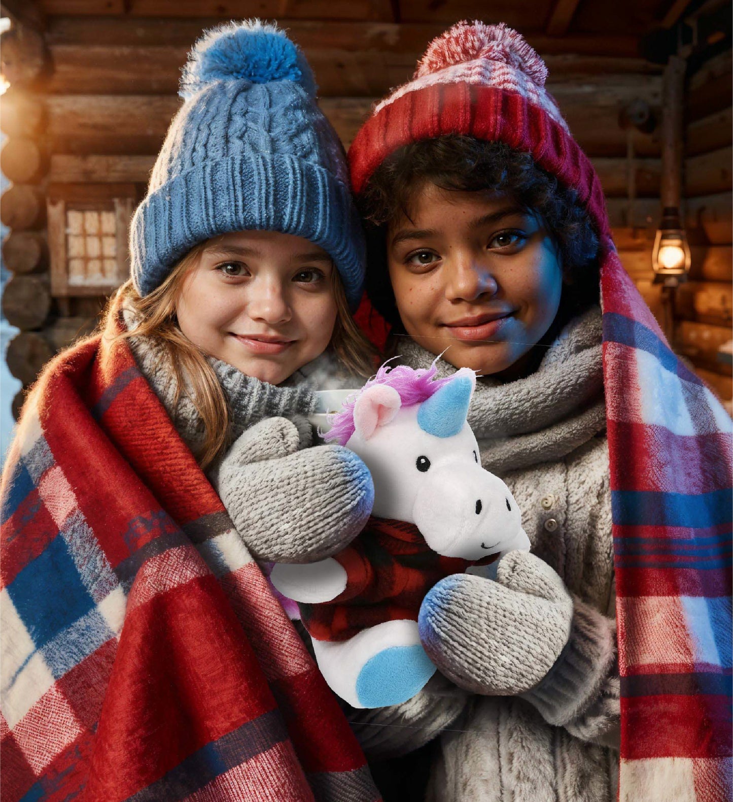 6" PLUSH - UNICORN WITH RED PLAID HOODIE