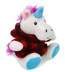 6" PLUSH - UNICORN WITH RED PLAID HOODIE