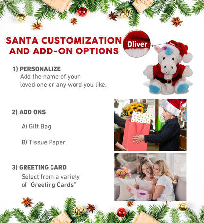 6" PLUSH - UNICORN WITH SANTA DRESS UP