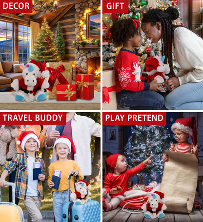 6" PLUSH - UNICORN WITH SANTA DRESS UP