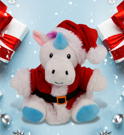 6" PLUSH - UNICORN WITH SANTA DRESS UP