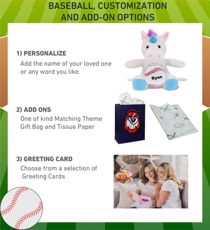 DolliBu Soft Huggable Unicorn Stuffed Animal with Baseball Plush - 6 Inches