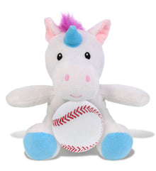 DolliBu Soft Huggable Unicorn Stuffed Animal with Baseball Plush - 6 Inches